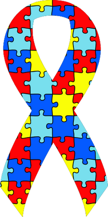(046-02-A) Autism Puzzle Pattern Awareness Ribbon