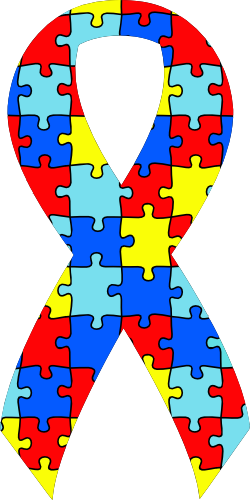 (s046-2-A) Autism Puzzle Pattern Awareness Ribbon