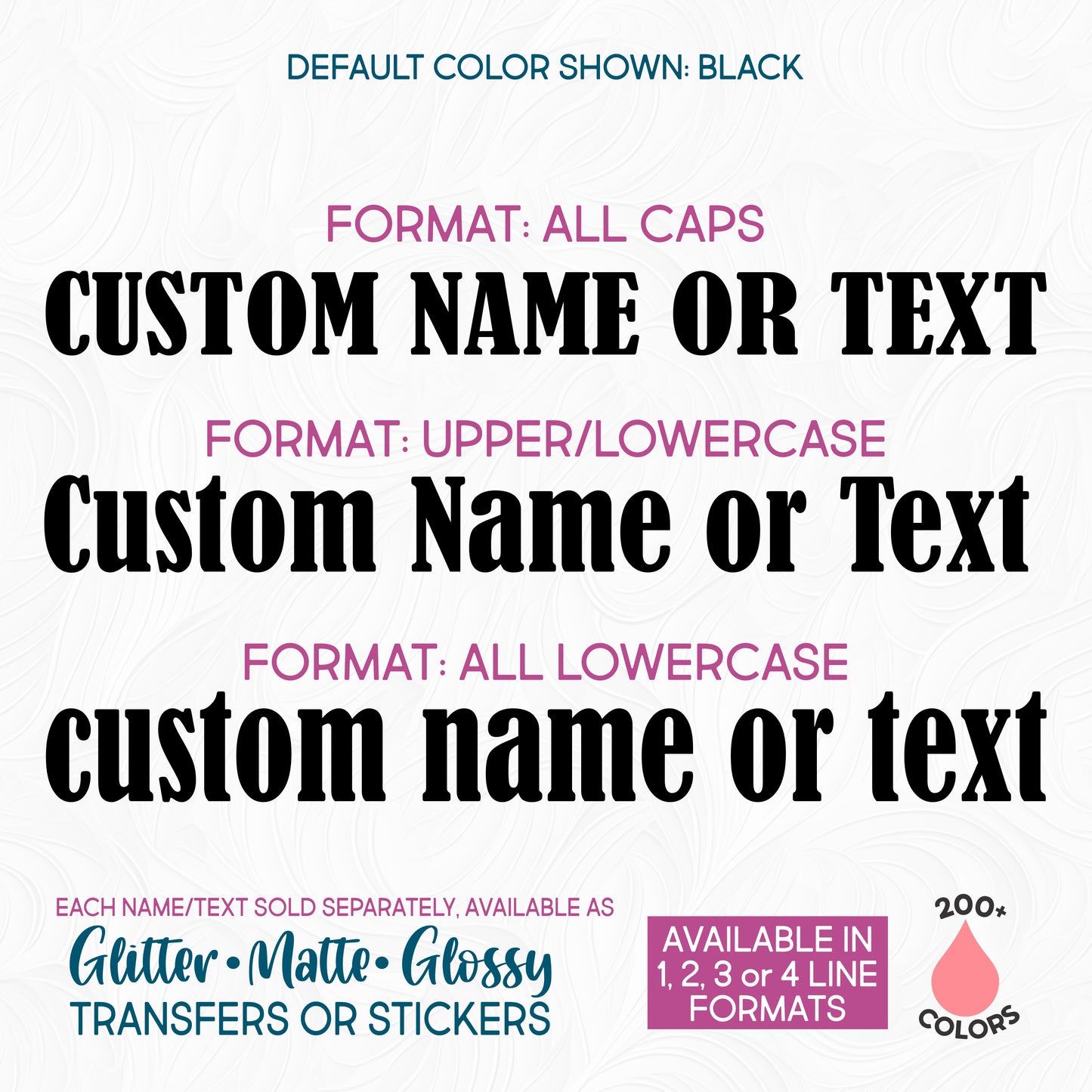 (s97-B21) Block Font Custom Name Text or Single Letter Number Glitter or Vinyl Iron-On Transfer or Sticker