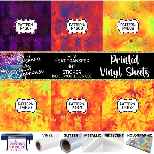 Batik Patterns (12) Printed Sheets Heat Transfer HTV or Sticker