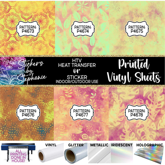 Batik Patterns (13) Printed Sheets Heat Transfer HTV or Sticker