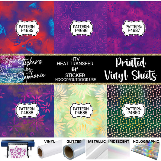 Batik Patterns (15) Printed Sheets Heat Transfer HTV or Sticker