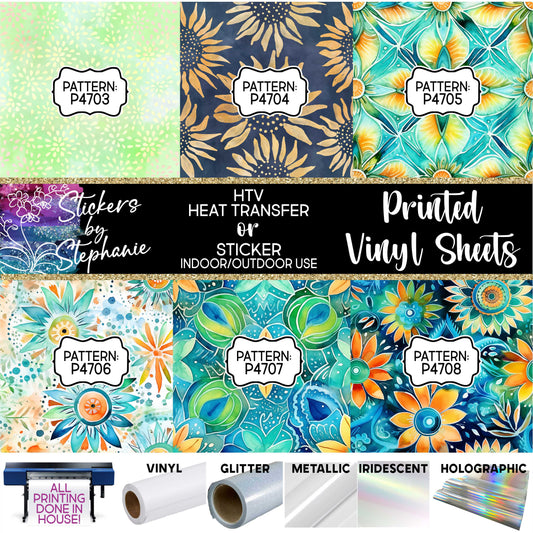 Batik Patterns (18) Printed Sheets Heat Transfer HTV or Sticker