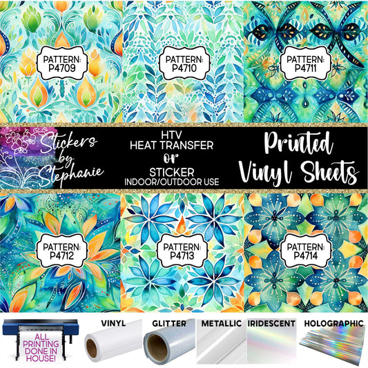 Batik Patterns (19) Printed Sheets Heat Transfer HTV or Sticker