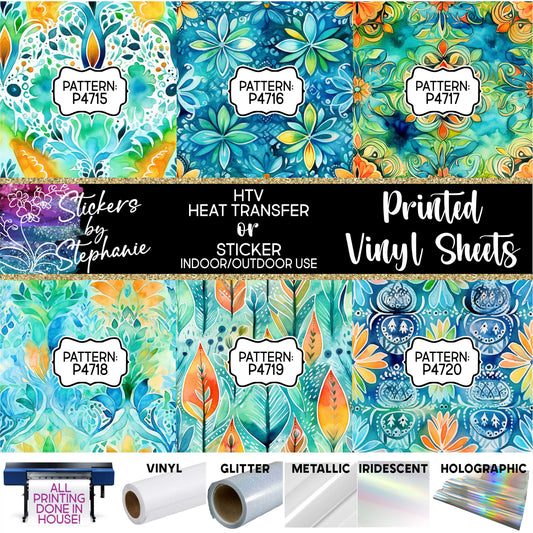 Batik Patterns (20) Printed Sheets Heat Transfer HTV or Sticker