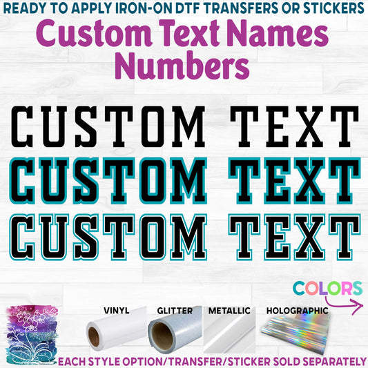 (cf-001-FTY Oldsport College) Block Custom Text Names or Numbers 1, 2 or 3 Colors