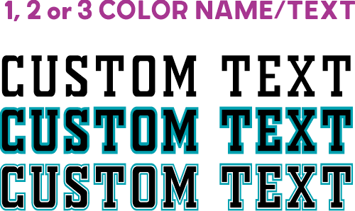 (ct-004-B) Block Custom Text Names or Numbers 1, 2 or 3 Colors