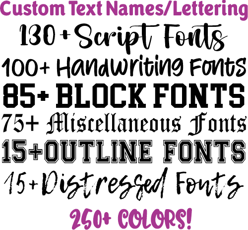 (ct-001) Custom Text Names Lettering Numbers