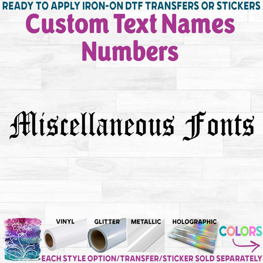 (cf-001-Misc) Custom Text Names or Numbers 75+ Fonts