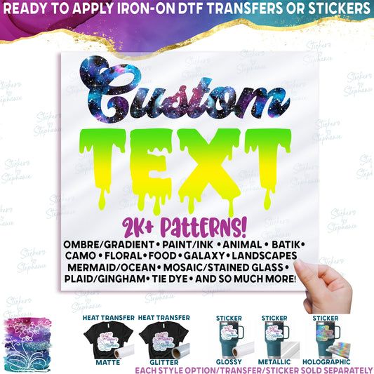 (ct-001-Pattern) Custom Text Names or Numbers in Patterns