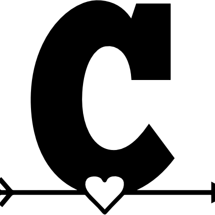 (s377-1) Block Heart Arrow All Letters A-Z