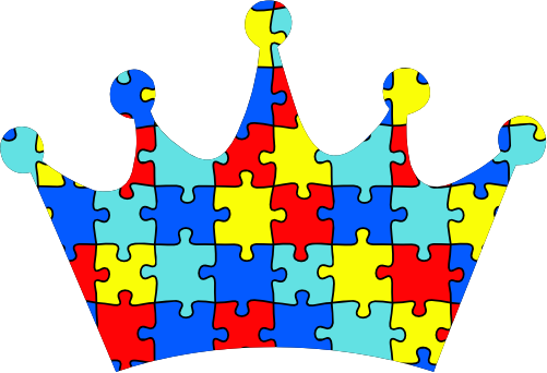 (s046-2-D) Crown Autism Puzzle Pattern