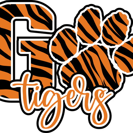 (s334-2C) Go Tigers Team Name Tiger Print