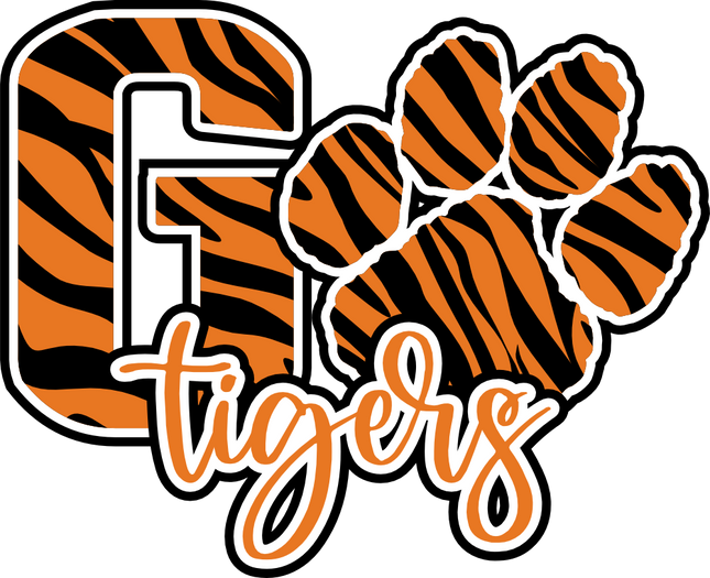 (s334-2C) Go Tigers Team Name Tiger Print