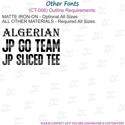 Custom Text Name, Numbers Other Miscellaneous Fonts Iron-On Transfer or Sticker