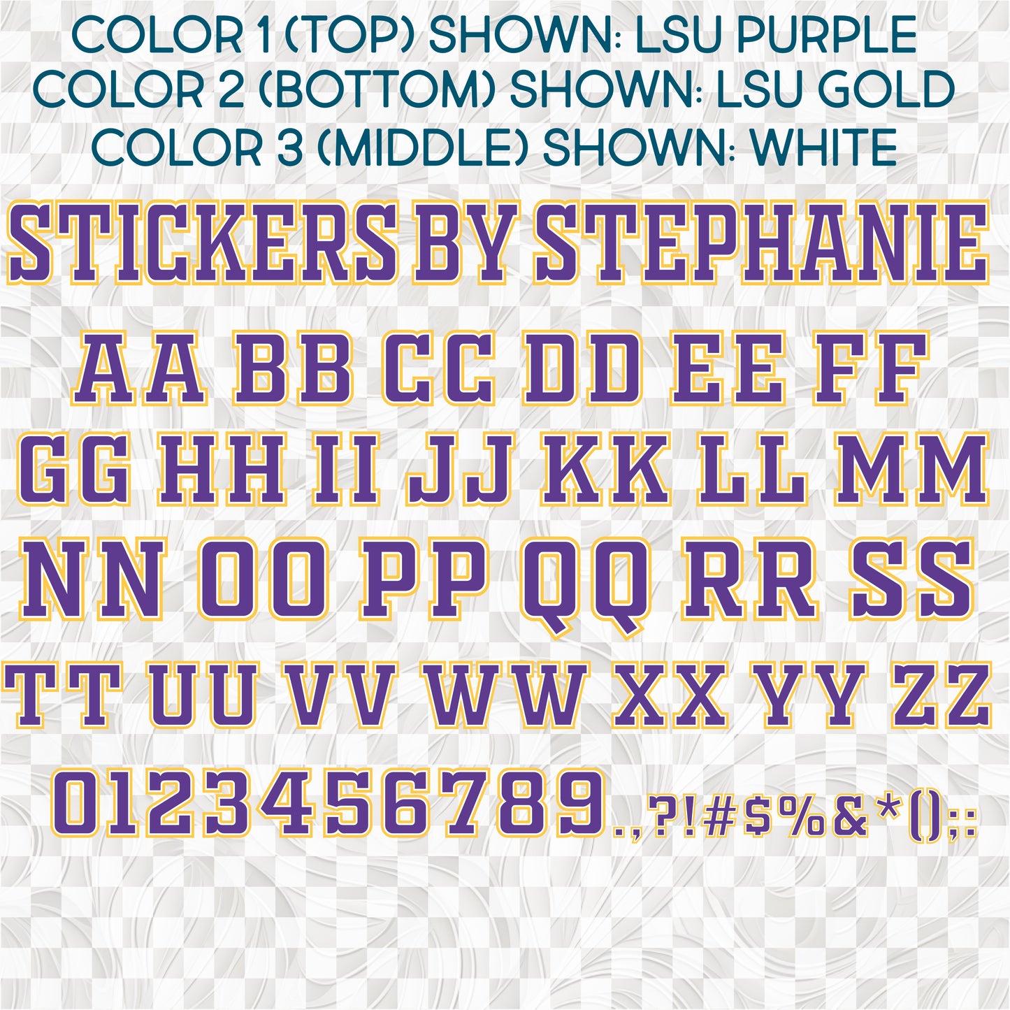 (s097-F21) Block Font Custom Name Text or Single Letter Number Glitter or Vinyl Iron-On Transfer or Sticker