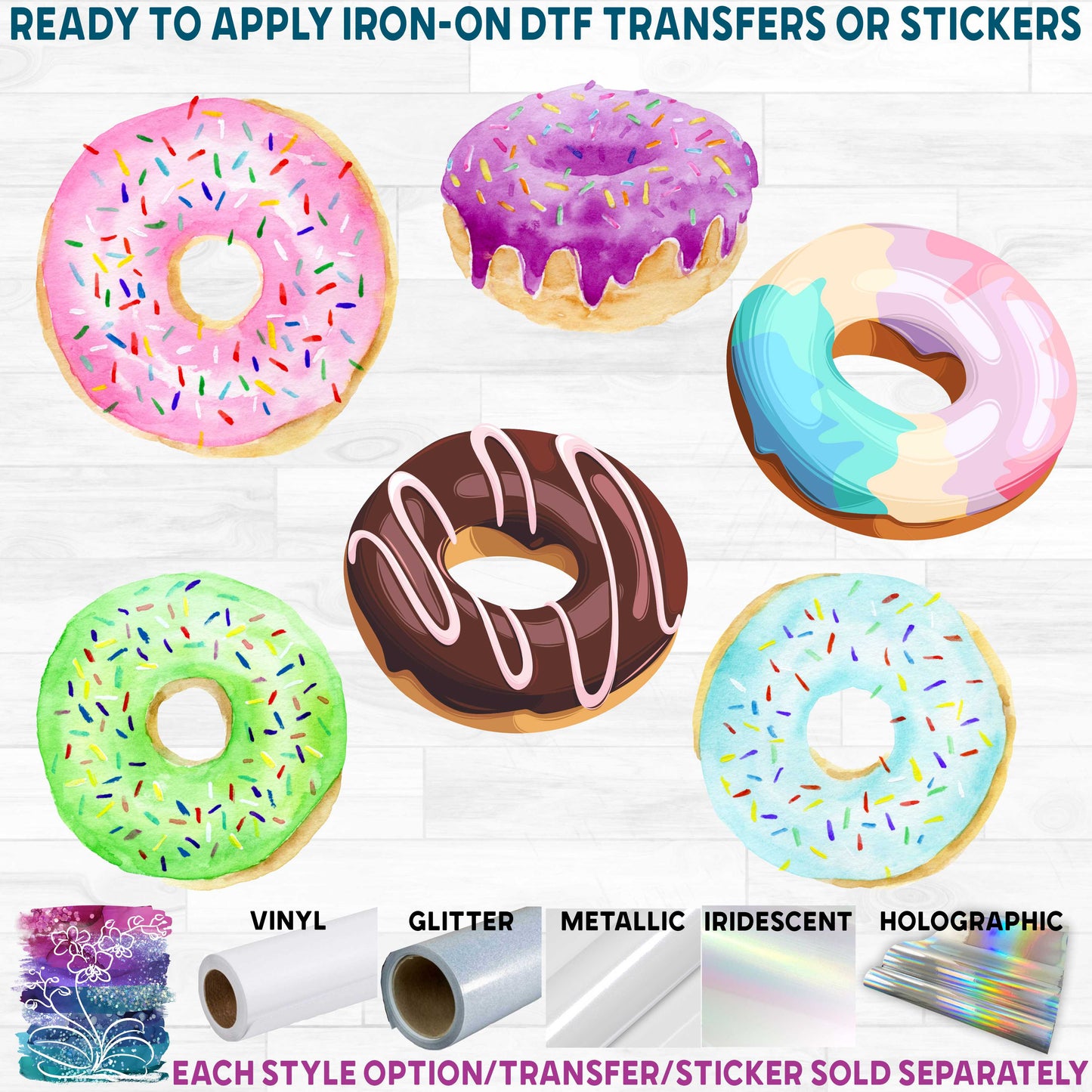 (s242-1) Donut Watercolor & Full Color Illustrated Collection 82 Style Options