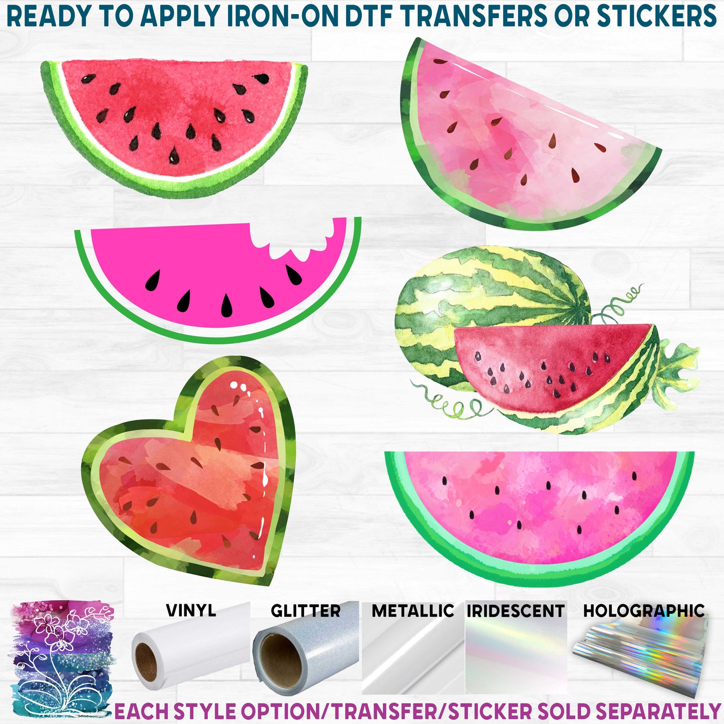 (s004-1) Red & Pink Watermelons Watercolor & Full Color Illustrated Collection 44 Style Options