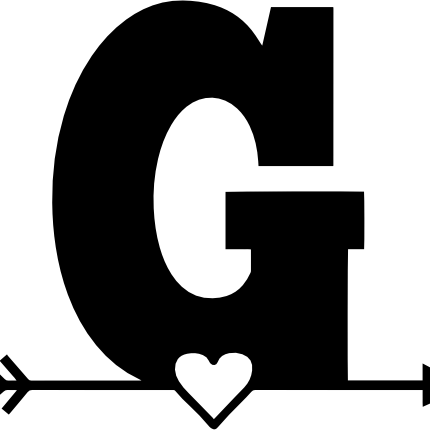 (s377-1) Block Heart Arrow All Letters A-Z