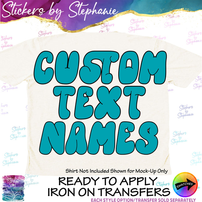 (ct-004) HyperBlob 2 Color Bubble Font Iron-On Transfer