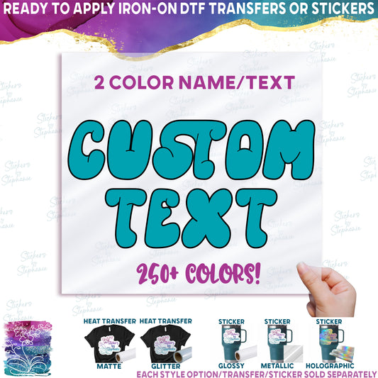 (ct-001-HyperBlob) Custom Text Names or Numbers 2 Colors
