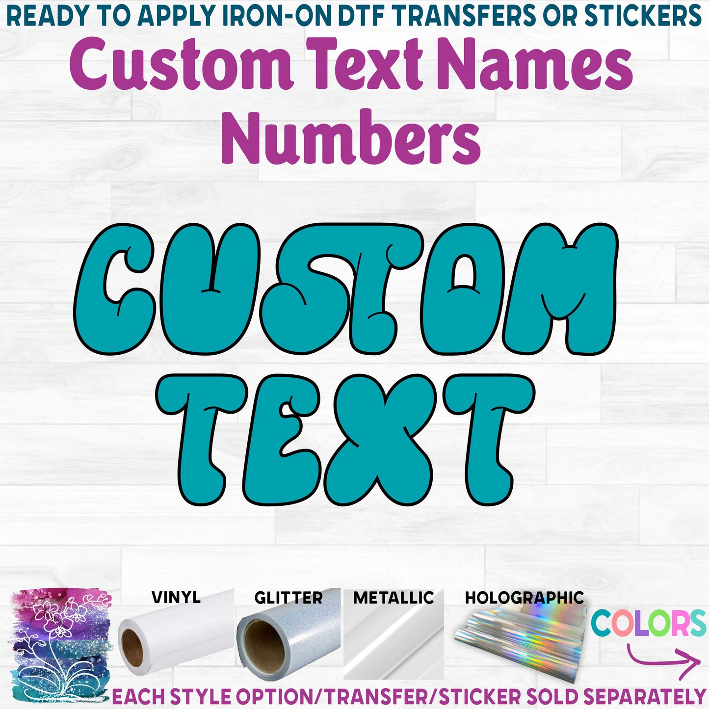 (cf-001-HyperBlob) Custom Text Names or Numbers 2 Colors