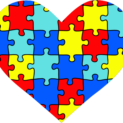 (046-02-E) Heart Autism Puzzle Pattern