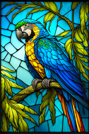 (s150-16-1M)  Stained Glass Macaw