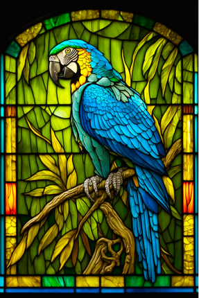 (s150-16-1N)  Stained Glass Macaw