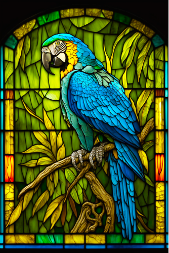 (s150-16-1N)  Stained Glass Macaw