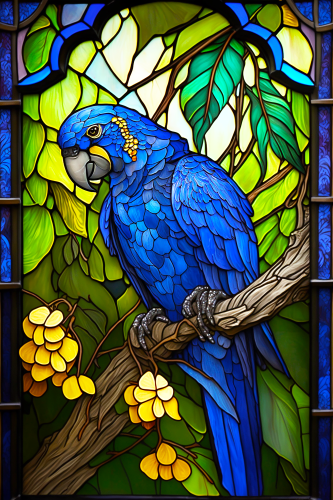 (s150-16-1Q)  Stained Glass Macaw