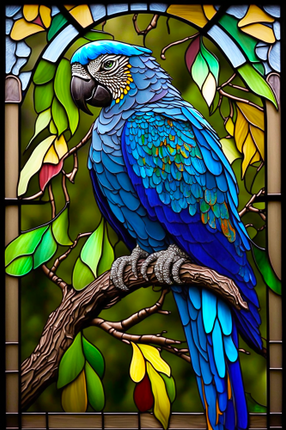 (s150-16-1R)  Stained Glass Macaw