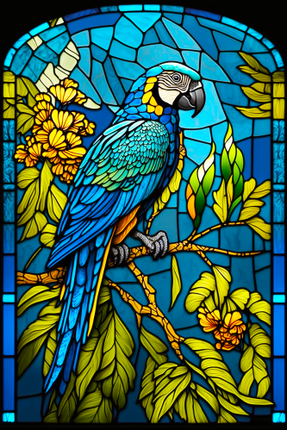 (s150-16-1S)  Stained Glass Macaw