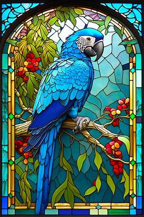(s150-16-1T)  Stained Glass Macaw