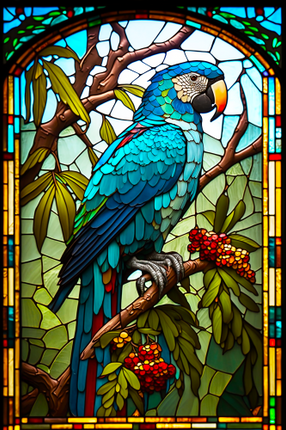 (s150-16-1U)  Stained Glass Macaw