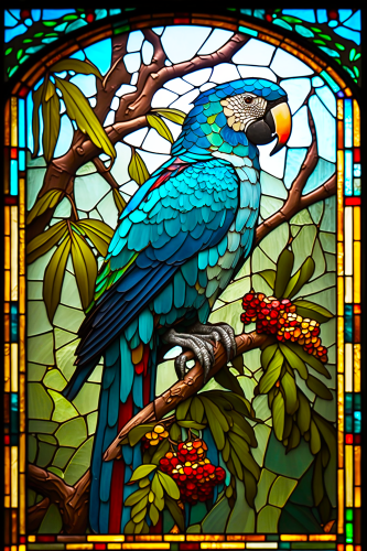 (s150-16-1U)  Stained Glass Macaw