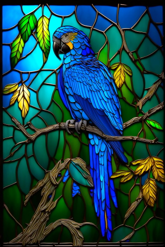 (s150-16-1V)  Stained Glass Macaw