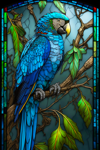 (s150-16-1W)  Stained Glass Macaw