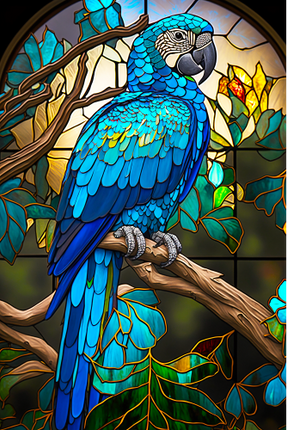 (s150-16-1X)  Stained Glass Macaw