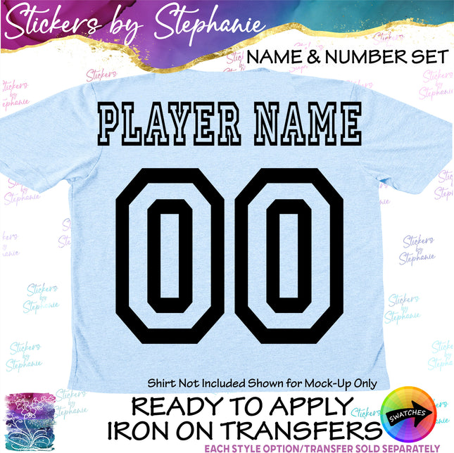 (cpn-2) All Star Custom Player Name & Number Set Iron-On Transfer