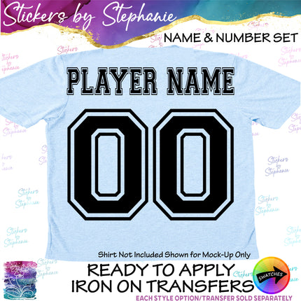 (cpn-2) Collegiate Heavy Custom Player Name & Number Set Iron-On Transfer
