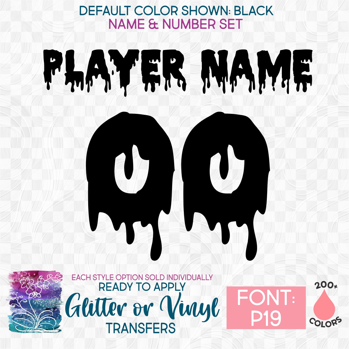 (s097-P19) Custom Player Perfect Name & Number Glitter or Vinyl Iron-On Transfer