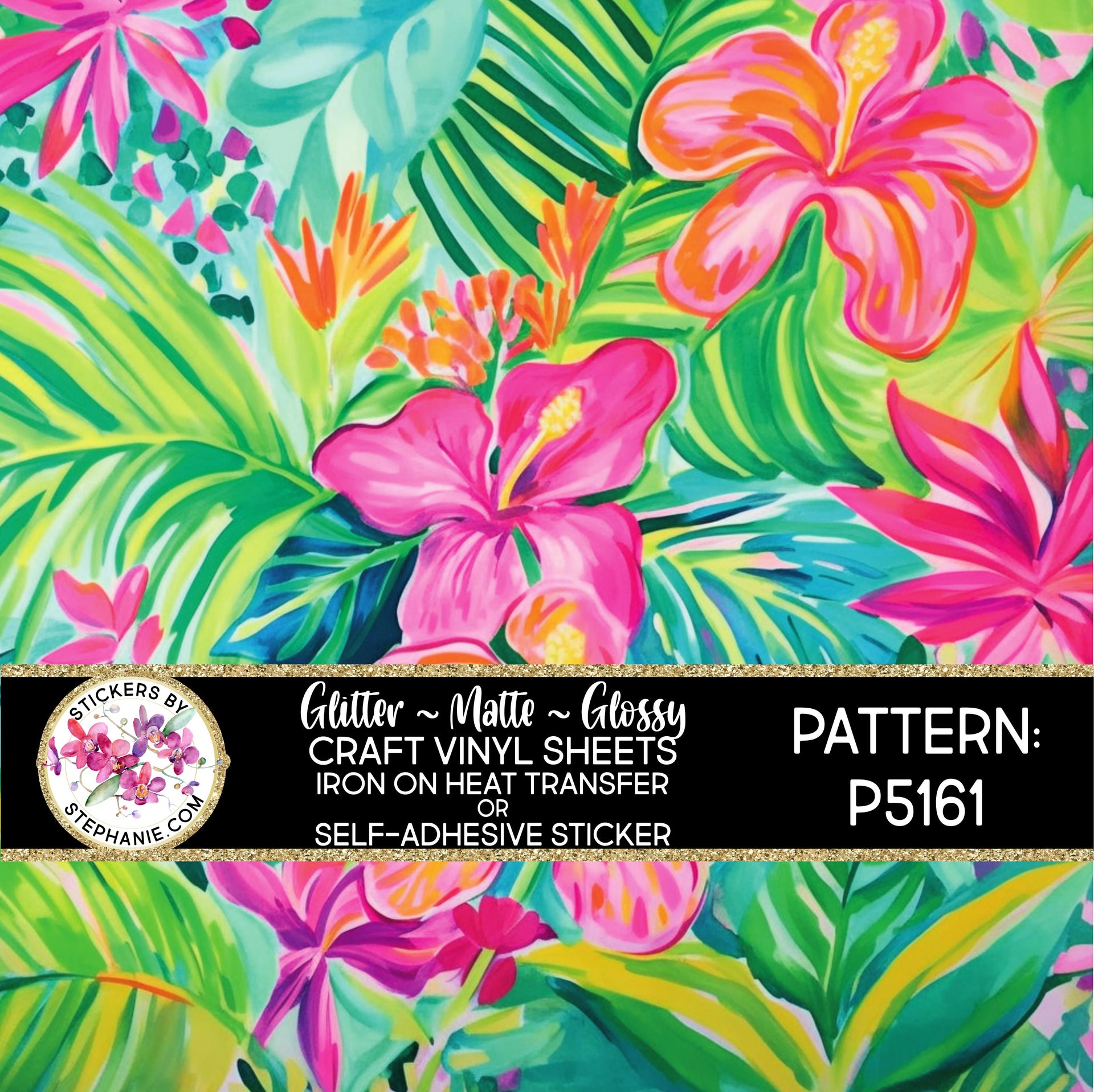 Watercolor floral craft patterned vinyl sheet - HTV / heat