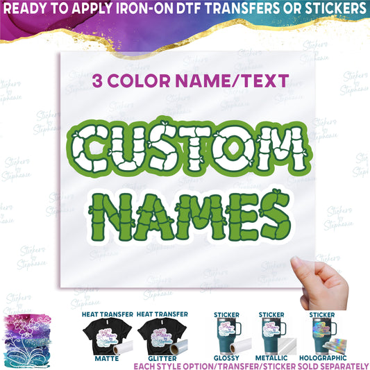 (ct-001-Pethuk) Custom Text Names or Numbers 3 Colors Bamboo Font
