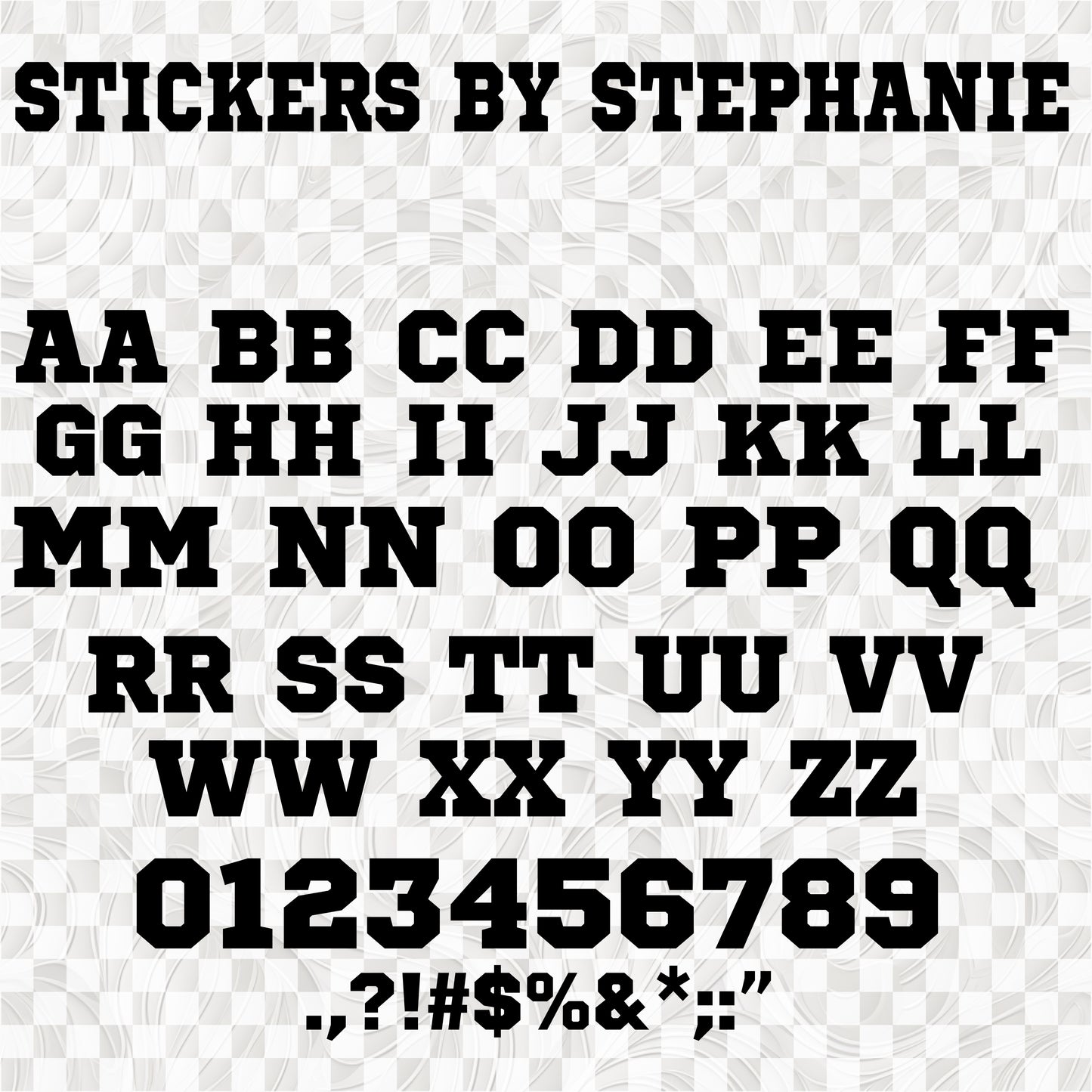 (s097-S01) Block Font Custom Name Text or Single Letter Number Glitter or Vinyl, Iron-On Transfer or Sticker