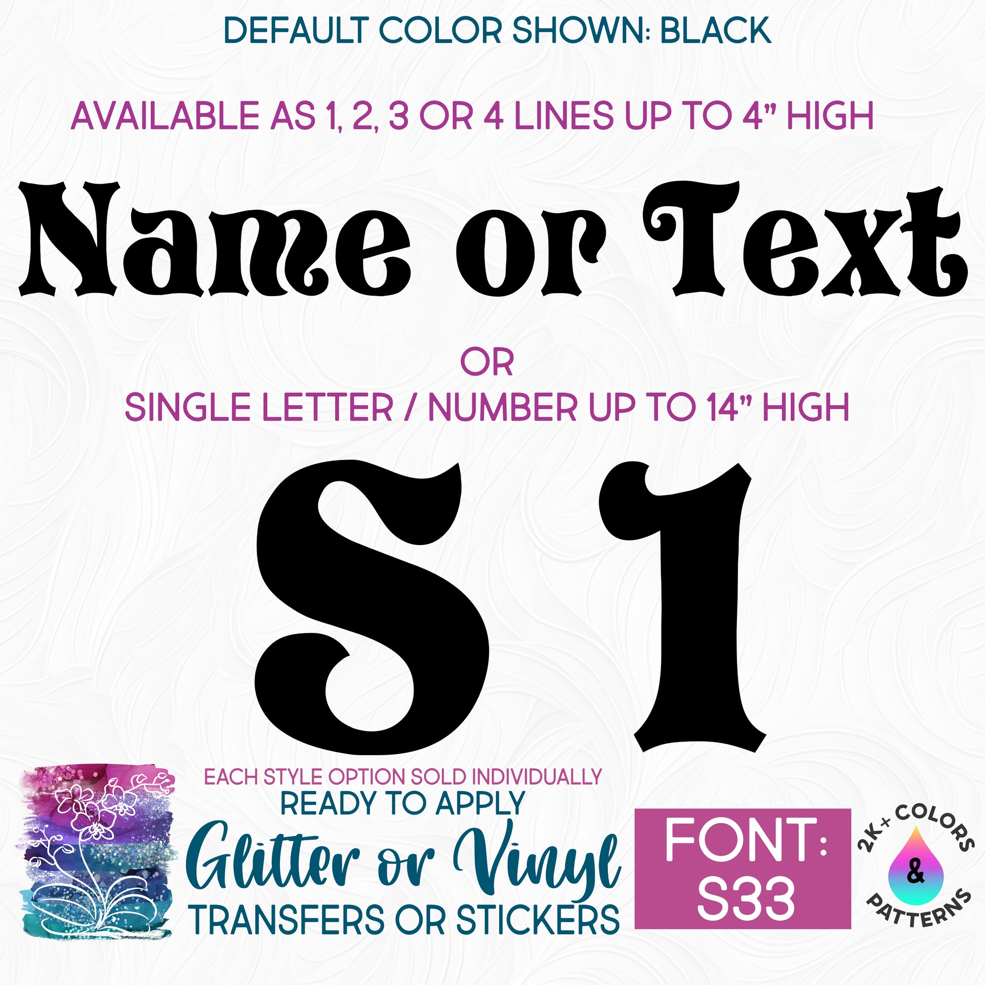 s97-S33) Block Font Custom Name Text or Single Letter Number Glitter –  StickersbyStephanie