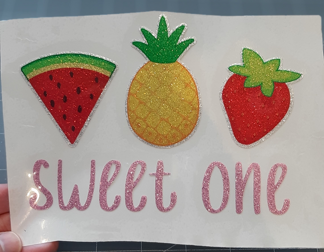 Sale Sweet One Fruit Glitter Iron-On Transfer