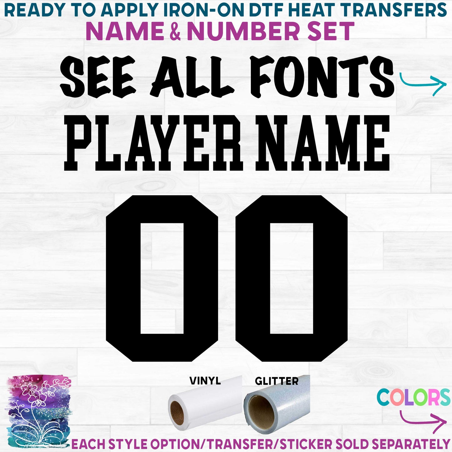 (c003-S) Solid Fonts Custom Player Name & Number 9 Block Fonts