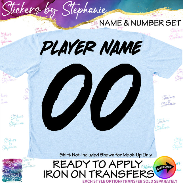 (cpn-1) LHF Fast Slant Custom Player Name & Number Set Iron-On Transfer