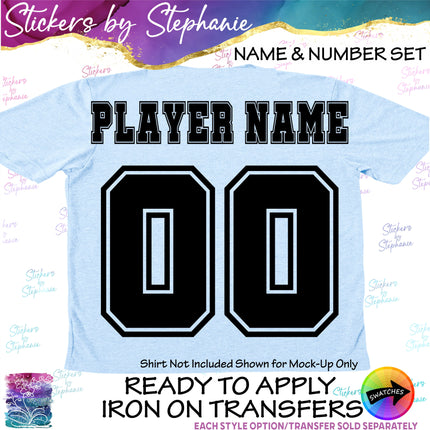 (cpn-2) Soccer League Outline Custom Player Name & Number Iron-On Transfer
